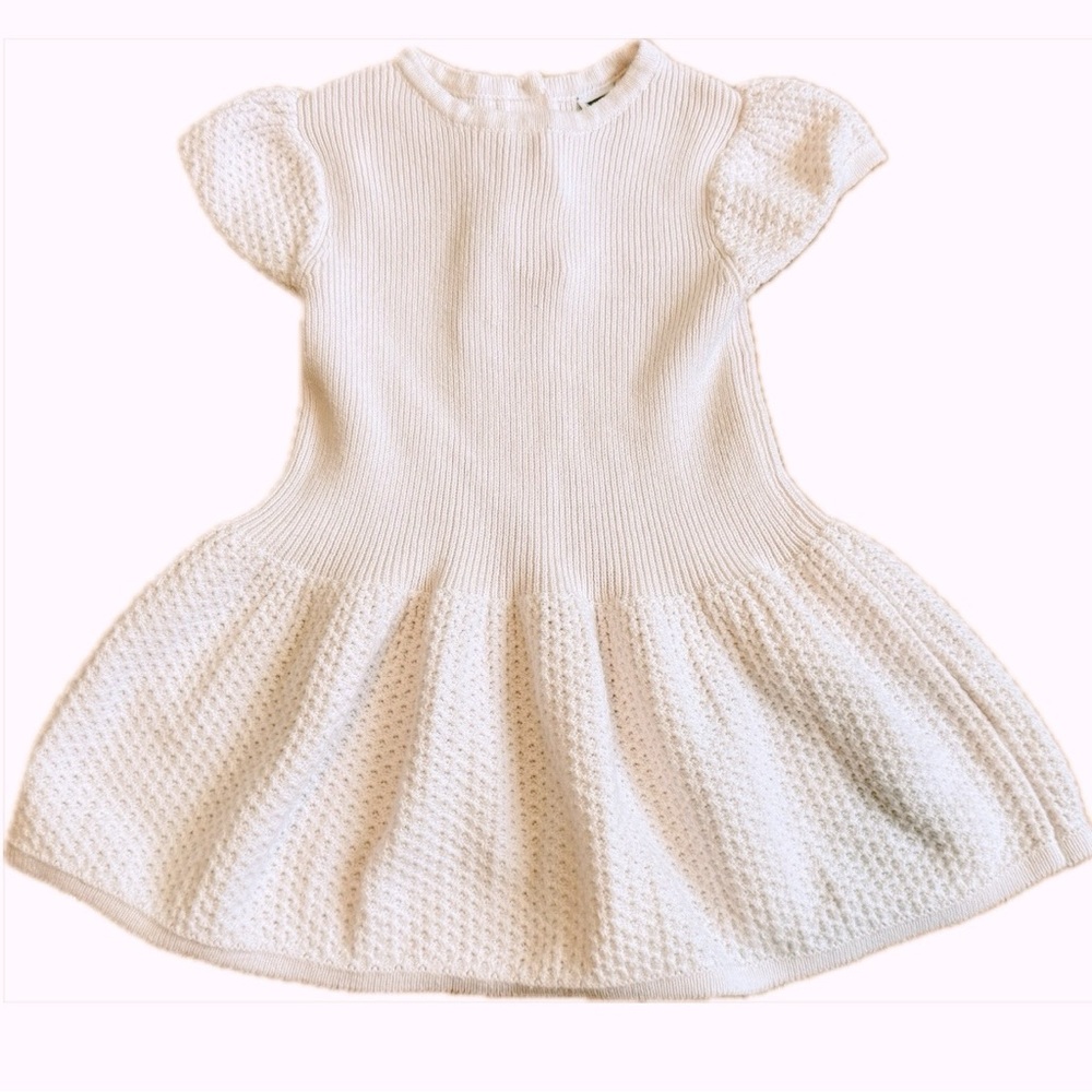 Janie and Jack Pink A-Line Sweater Dress with Puff Sleeves